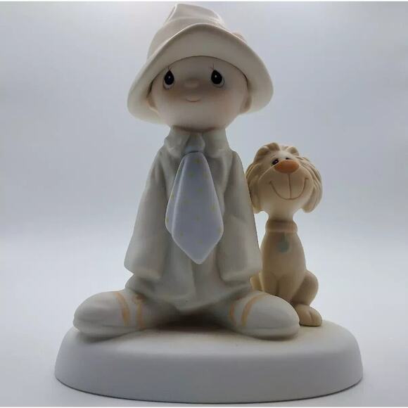 PRECIOUS MOMENTS "To a Special Dad" figurine, 1980, #E-5212, Trumpet Box card - Picture 5 of 8